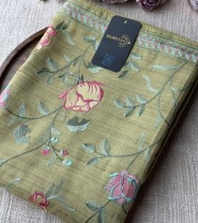 Jute Cotton Embroidered Suit  - Mixed Colors