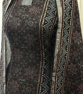 Linen Suit – Ajrakh Printed - Jet Black