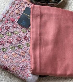 Semi-Linen Embroidered suit - Royal Blue