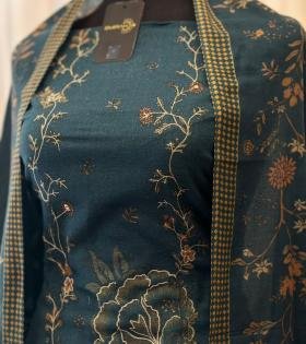 Teal Floral Printed Cotton Suit Set - Mixed Colors