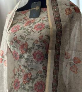 Embroidered and Printed Chanderi Suit - Ruby Red