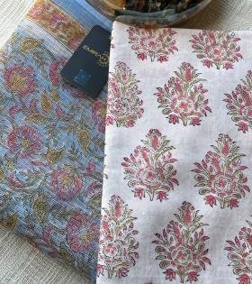 Block Printed Kota Doriya Suit Set - Royal Blue