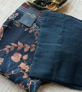 Elegant Semi Linen Suit Set - Jet Black