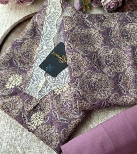 Royal Paisley Semi Linen Suit  - Gold