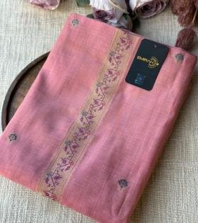 Graceful Pink Jamdani Chanderi Suit - Ruby Red