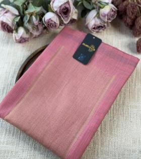 Elegant Blush Pink Jamdani Chanderi Suit - Royal Blue