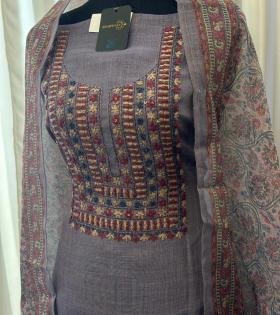 Ornate Muslin Silk Paisley Suit - Ruby Red