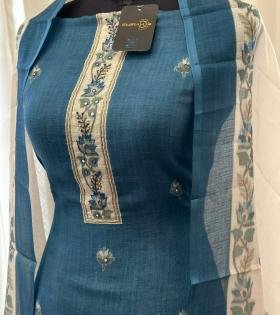 Ornate Embroidered Semi-Linen Suit - Jet Black