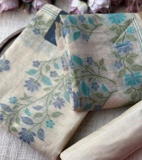 Regal Jamdani Weave Chanderi Suit - Jet Black