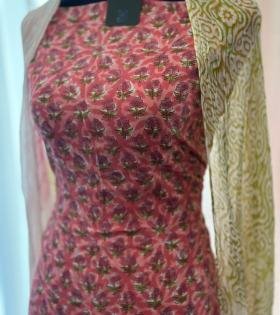 Charming Printed Modal Cotton Suit - Ruby Red