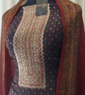 Elegant Crepe Silk Suit with Intricate Embellishments & Silk Bottom - Mixed Colors